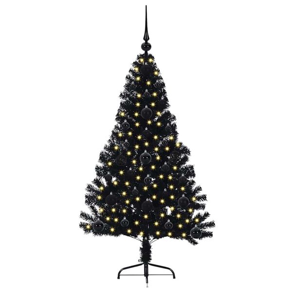 vidaXL Albero di Natale artificiale con luci integrate Nero 120 cm PVC