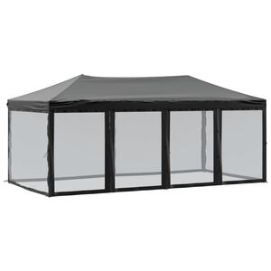 vidaXL Tenda per Feste Pieghevole con Pareti Laterali Nero 3x6 m