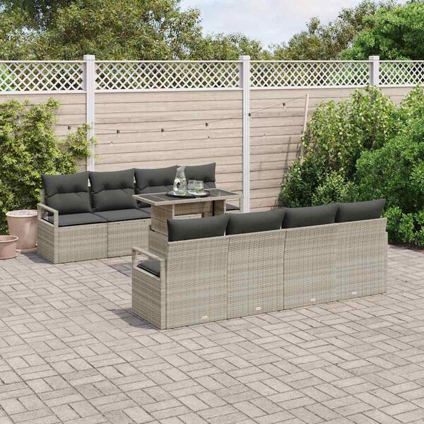 vidaXL Set Divano da Giardino 7 pcs Grigio chiaro polyrattan