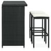 vidaXL Set da Bar 3 pz in Polyrattan Nero