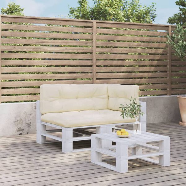 vidaXL Cuscini per Pallet 3 pz Crema in Tessuto