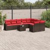 vidaXL Set Divani da Giardino 10pz con Cuscini in Polyrattan Marrone