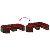 vidaXL Set Divani da Giardino 10pz con Cuscini in Polyrattan Marrone