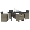vidaXL Set da Pranzo per Giardino con cuscino 5 pcs Grigio polyrattan