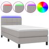 vidaXL Letto a Molle Materasso e LED Grigio Chiaro 100x200 cm Tessuto