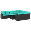 vidaXL Set Divani da Giardino 11 pz con Cuscini in Polyrattan Nero