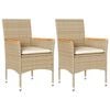 vidaXL Sedie da Giardino con Cuscini 2 pz Beige in Polyrattan