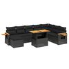 vidaXL Set Divani da Giardino 9 pz con Cuscini Nero in Polyrattan