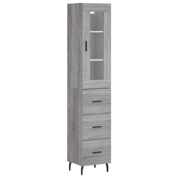 vidaXL Credenza Grigio Sonoma 34,5x34x180 cm in Legno Multistrato