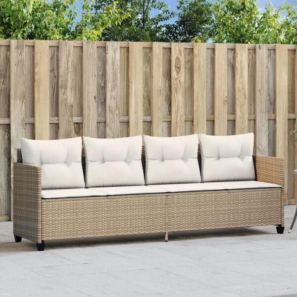 vidaXL Lettino Prendisole con Cuscini Beige&nbsp;in Polyrattan