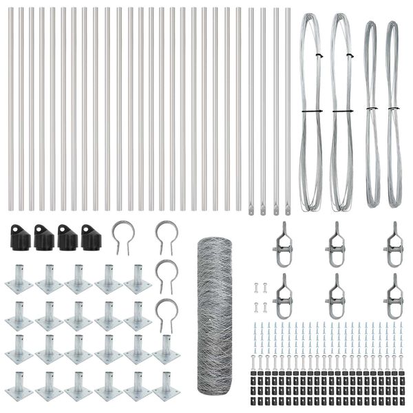 vidaXL Palo della recinzione Argento 50 x 1 m (griglia 50 mm) Acciaio