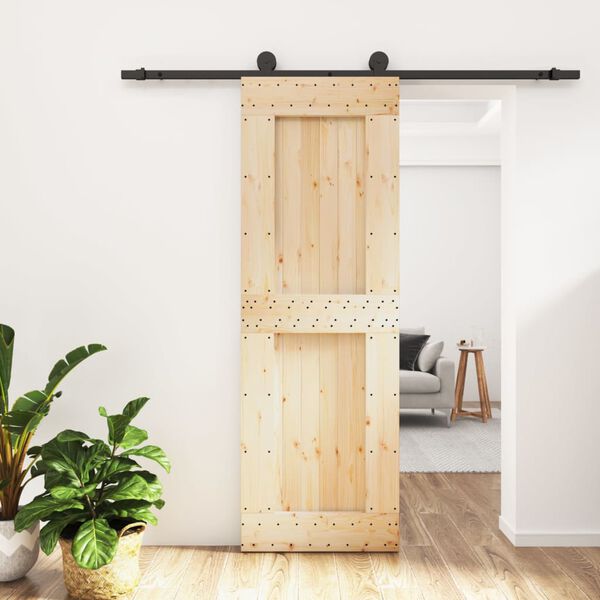 vidaXL Porta Scorrevole con Set Hardware 70x210 cm Legno Massello Pino