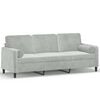 vidaXL Divano a 3 Posti con Cuscini Grigio Chiaro 180 cm in Velluto