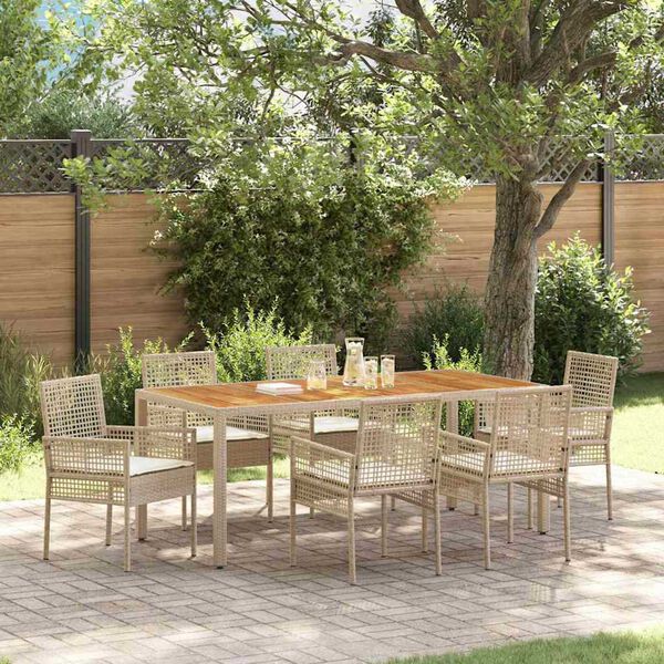 vidaXL Set da Pranzo per Giardino 7 pcs Beige polyrattan