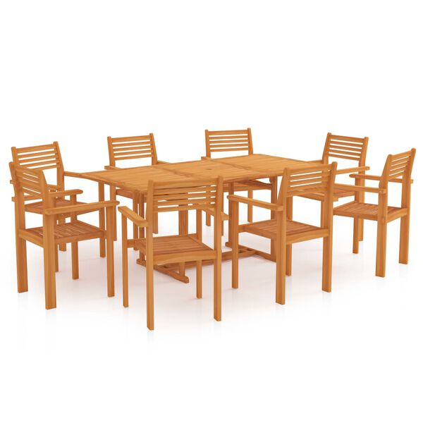 vidaXL Set da Pranzo da Giardino 9 pz in Legno Massello di Teak