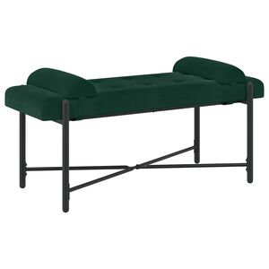 vidaXL Panchina con bottoni e cuscini Verde Scuro 110 x 40 x 46 cm