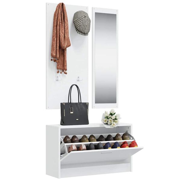 vidaXL Set Scarpiere 3 in 1 Bianco in Legno Multistrato