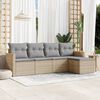 vidaXL Set Divano da Giardino 5 pz con Cuscini Beige in Polyrattan