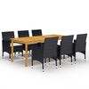vidaXL Set Mobili da Pranzo per Giardino 7 pz Nero