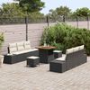 vidaXL Set Divano da Giardino con cuscino 9 pcs Nero e Crema