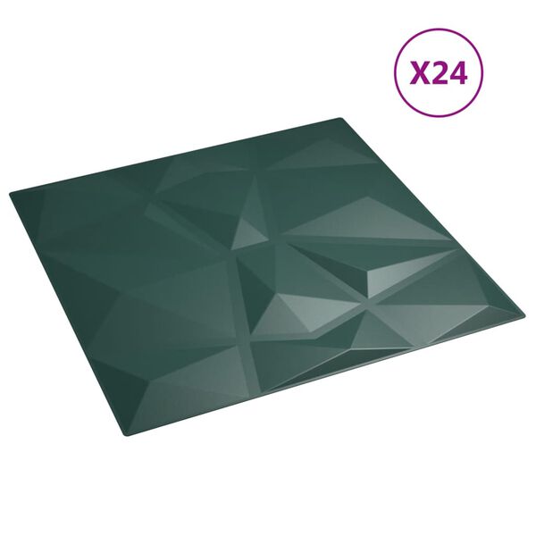 vidaXL Pannelli Murali 24 pz Verdi 50x50 cm XPS 6 m² Diamante