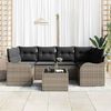 vidaXL Set Divano da Giardino 7 pcs Grigio Polyrattan, Acciaio e Vetro