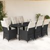 vidaXL Set da Pranzo da Giardino 9 pz con Cuscini Nero in Polyrattan