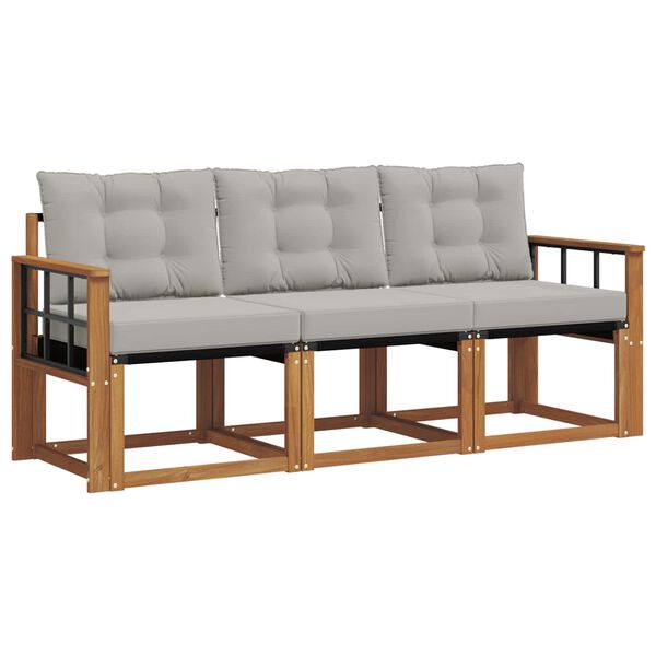 vidaXL Set di divani da esterno 3 pcs Grigio Naturale e Chiaro