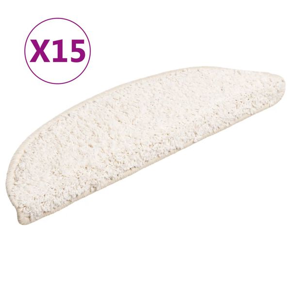 vidaXL Tappetini per scale 15 pz 56x17x3 cm Bianco Semicircolari