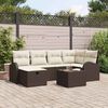vidaXL Set Divano da Giardino con cuscino 7 pcs Marrone Poly Rattan