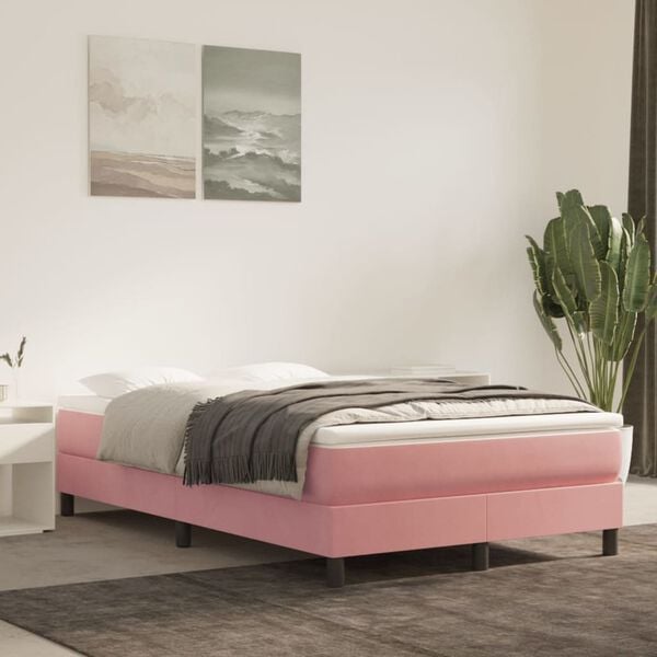 vidaXL Struttura Letto a Rete a Molle Rosa 120x200 cm in Velluto