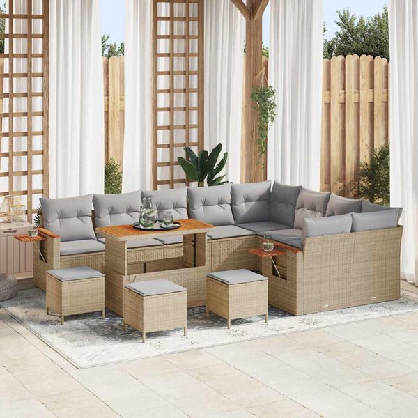 vidaXL Set Divano da Giardino con cuscino 13 pcs Beige e Grigio Chiaro