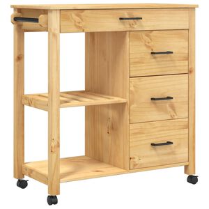 vidaXL Carrello da Cucina MONZA 84x40x88,5 cm in Legno Massello di Pino