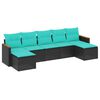 vidaXL Set Divani da Giardino 7 pz con Cuscini Nero in Polyrattan