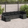 vidaXL Set Divani da Giardino con Cuscini 7pz Nero Polyrattan