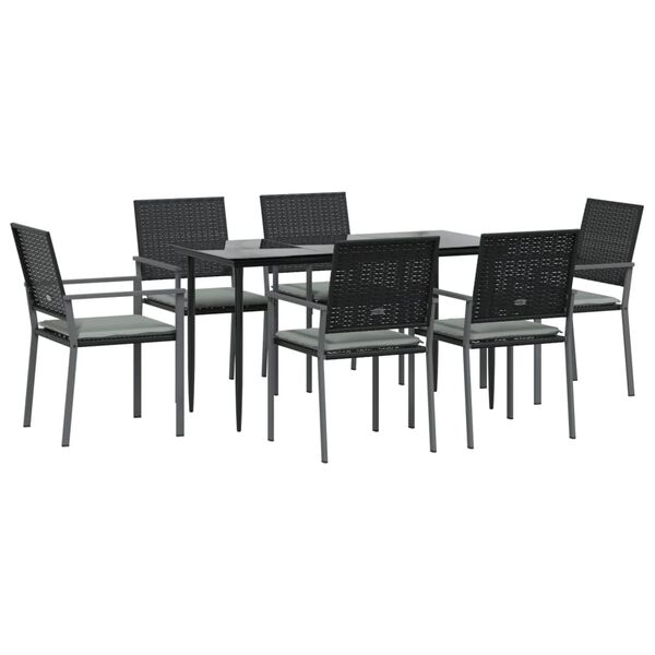 vidaXL Set Pranzo da Giardino 7 pz con Cuscini in Polyrattan e Acciaio