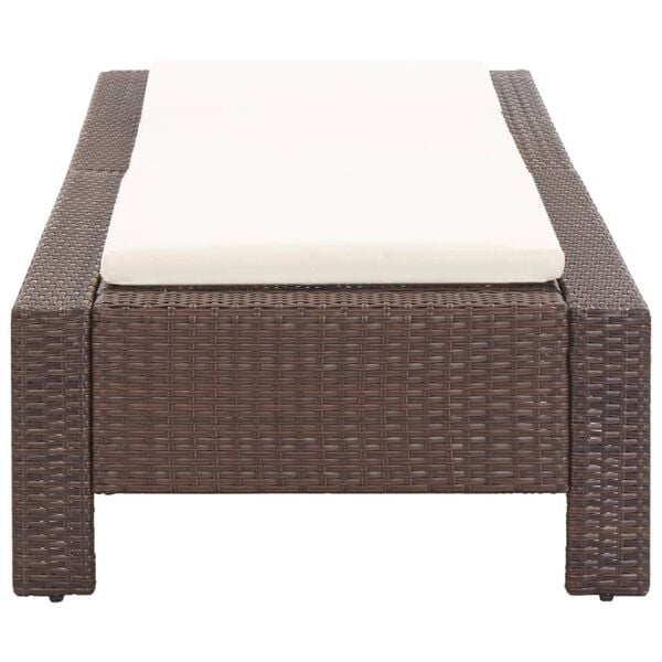 vidaXL Lettino Prendisole con Cuscino Marrone in Polyrattan