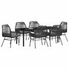 vidaXL Set da Pranzo per Giardino con cuscino 7 pcs Nero polyrattan
