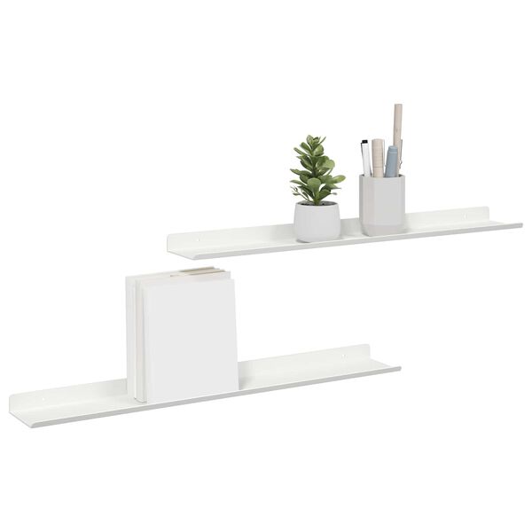 vidaXL Mensola sospesa 2 pcs Bianco 60 x 9 x 2,5 cm Acciaio