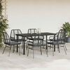 vidaXL Set Pranzo da Giardino 7 pz Nero con Cuscini Polyrattan Vetro