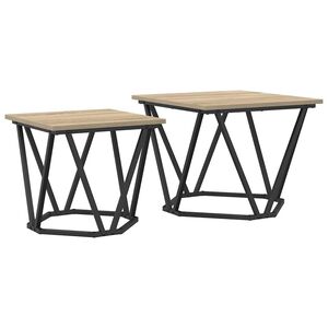 vidaXL Set tavolini 2 pz Rovere Sonoma 50 x 50 x 40 cm