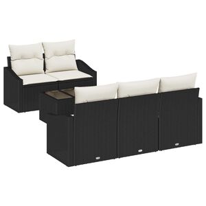 vidaXL Set di divani con cuscino 6 pcs Nero e Crema polyrattan