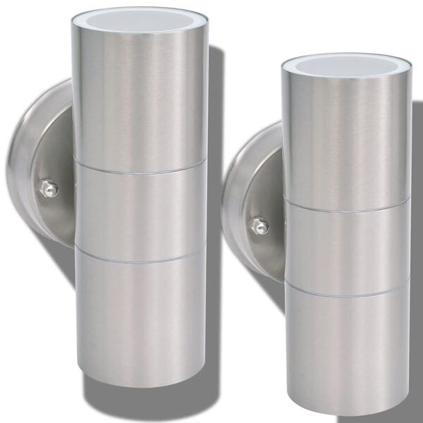 vidaXL Applique LED Parete 2pz Acciaio Inox Proiezione Alto/Basso