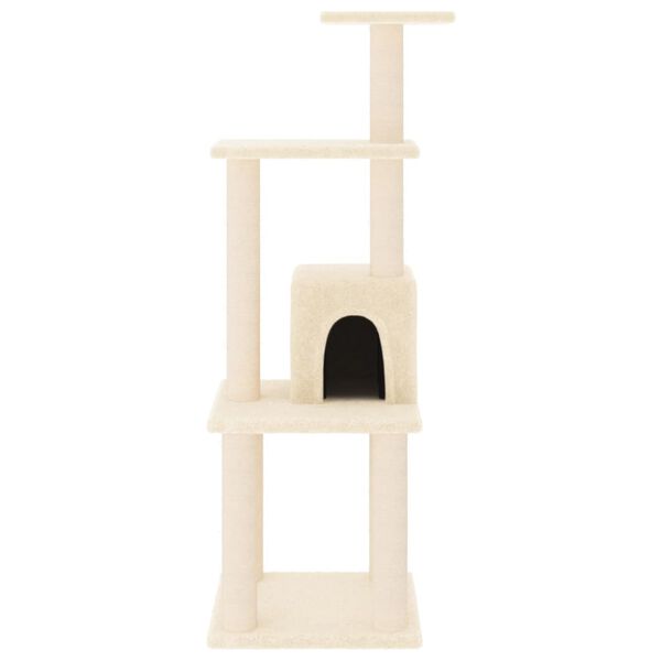 vidaXL Albero per Gatti con Tiragraffi in Sisal Crema 105 cm