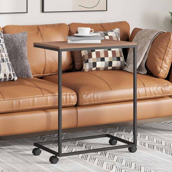 vidaXL Tavolino con Ruote Nero 55x35x70 cm in Legno Multistrato