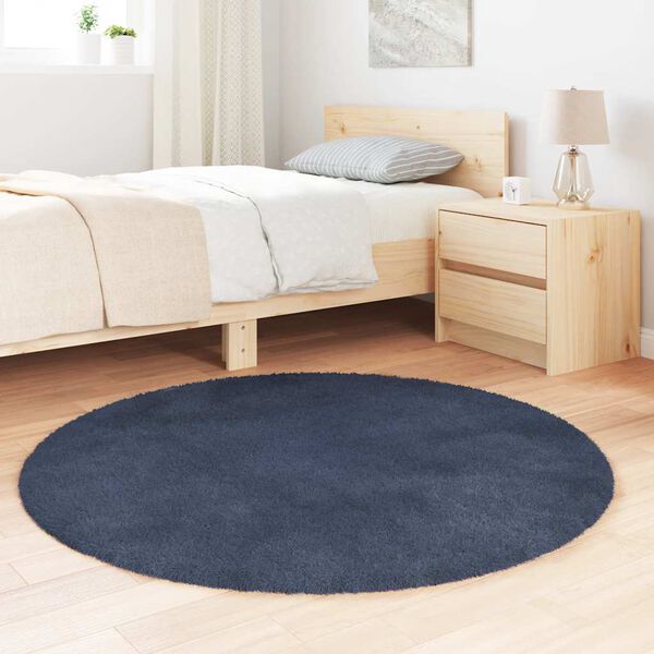 vidaXL Tappeto Shaggy a Pelo Lungo NAVARRA Blu Marino 120x120 cm