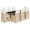 vidaXL Set da Bistr&ograve; da Giardino 9 pz con Cuscini Beige in Polyrattan