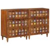 vidaXL Credenza 2 pcs Noce 60 x 33 x 75 cm Legno di mango massello