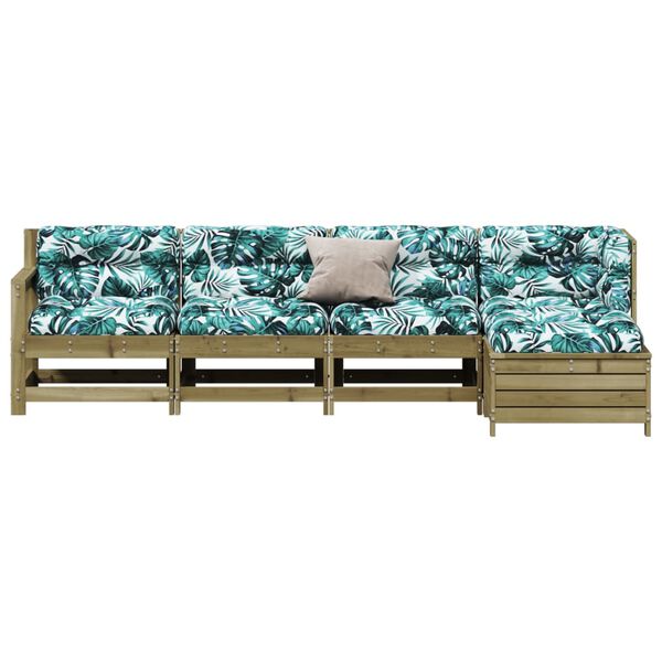 vidaXL Set Divani da Giardino 5pz con Cuscini Legno Impregnato di Pino