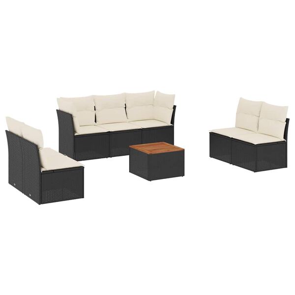 vidaXL Set Divani da Giardino con Cuscini 8 pz Nero in Polyrattan